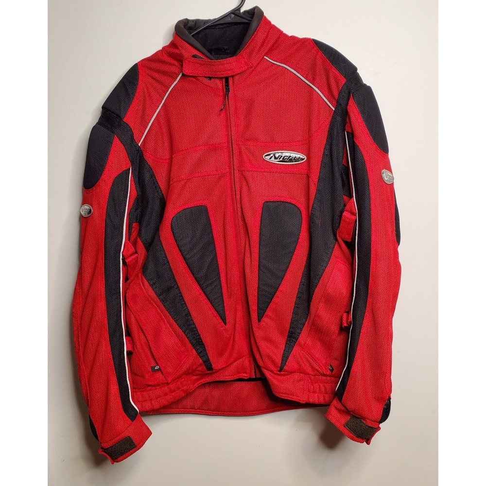 Nitro Mens Racing Motorcycle Jacket Red Mesh Padded Armor Size XL
